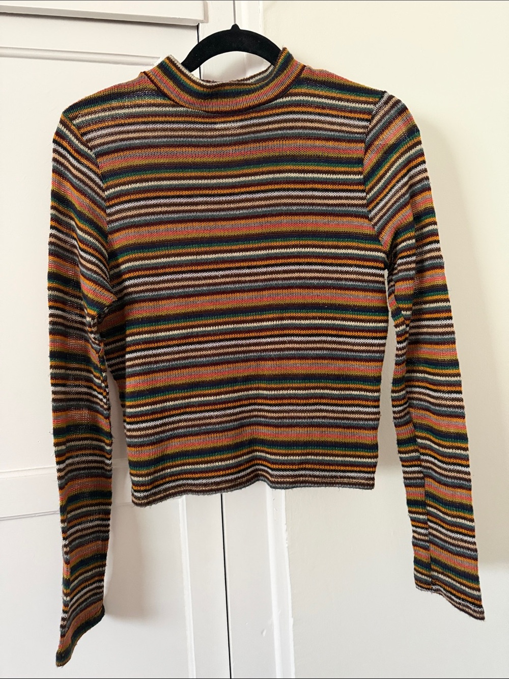 Striped Multicolor Mock Neck Sweater